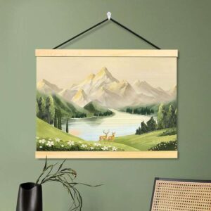 Serene Mountain Lake Landscape Scroll